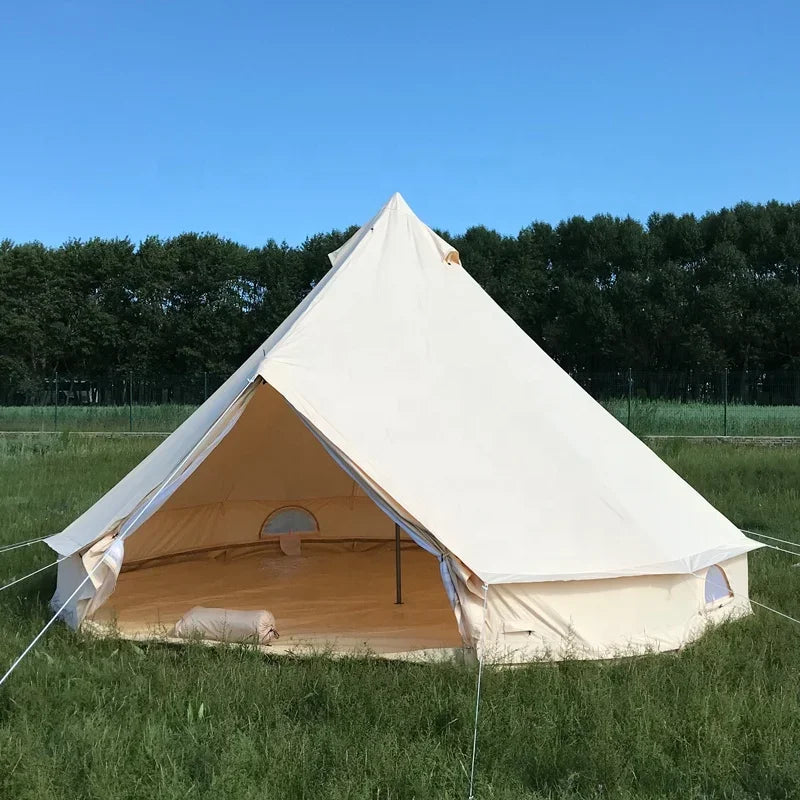 Outdoor 4 Seasons Luxury Canvas Wall Glamping Tents 4M Winter Family Bell Camping Canopy Tents For Sale
