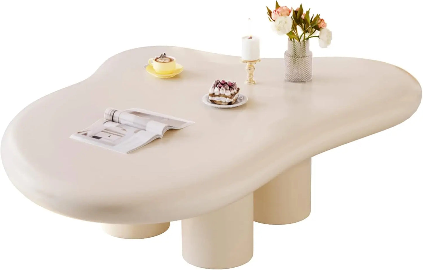 Cloud Coffee Table, Cute Coffee Table, Upgraded White Modern Tea Table, Irregular Indoor End Table for Living Room, small table