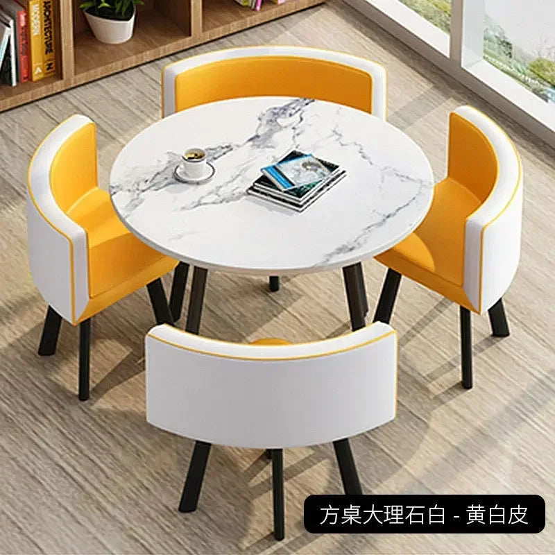 Dining Table Set Simple Casual Reception Office Round Table Living Room Set Luxury 4 Chairs Dining Mesas  Furniture