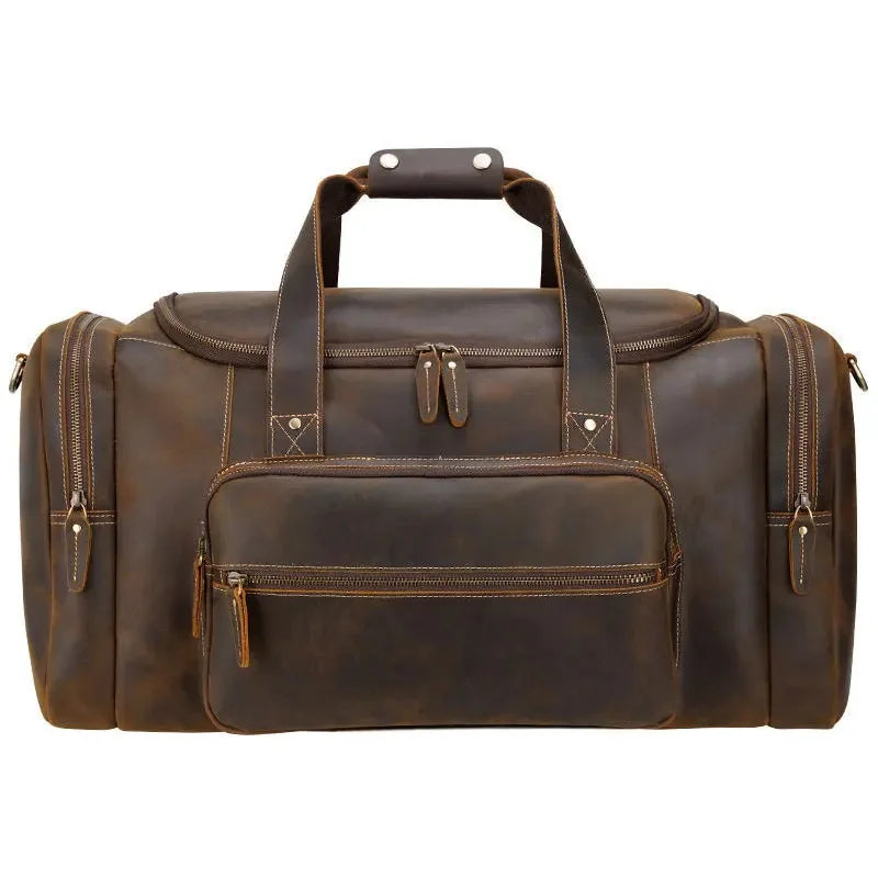 MAHEU Large Travel Bag Genuine Leather Vintage Style Luggage s Men Male Duffle s Travelling Weekender s for man
