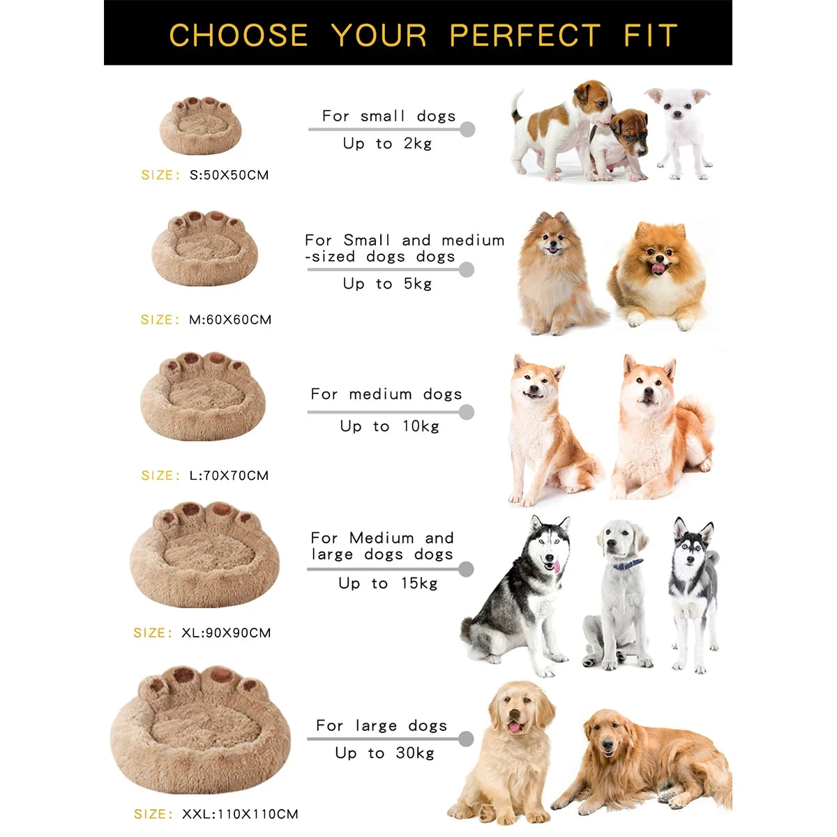 Dog Bed Cat Pet Sofa Cute Bear Paw Shape Comfortable Cozy Pet Sleeping Beds For Small Medium Large Soft Fluffy Cushion Dog Bed