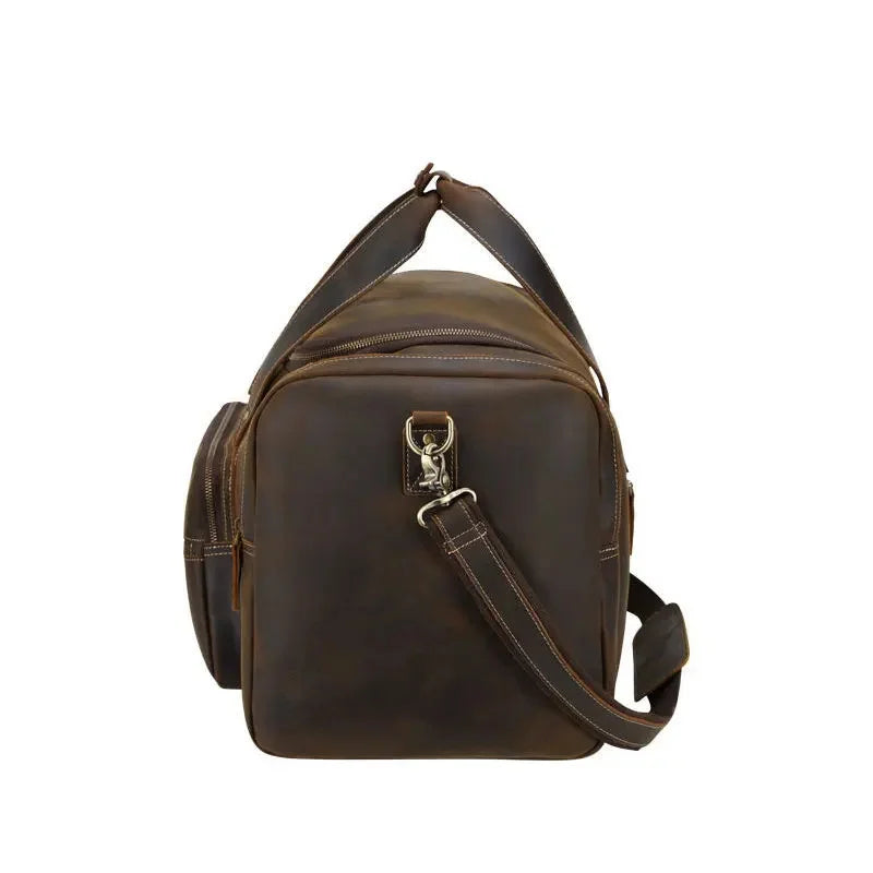 MAHEU Large Travel Bag Genuine Leather Vintage Style Luggage s Men Male Duffle s Travelling Weekender s for man
