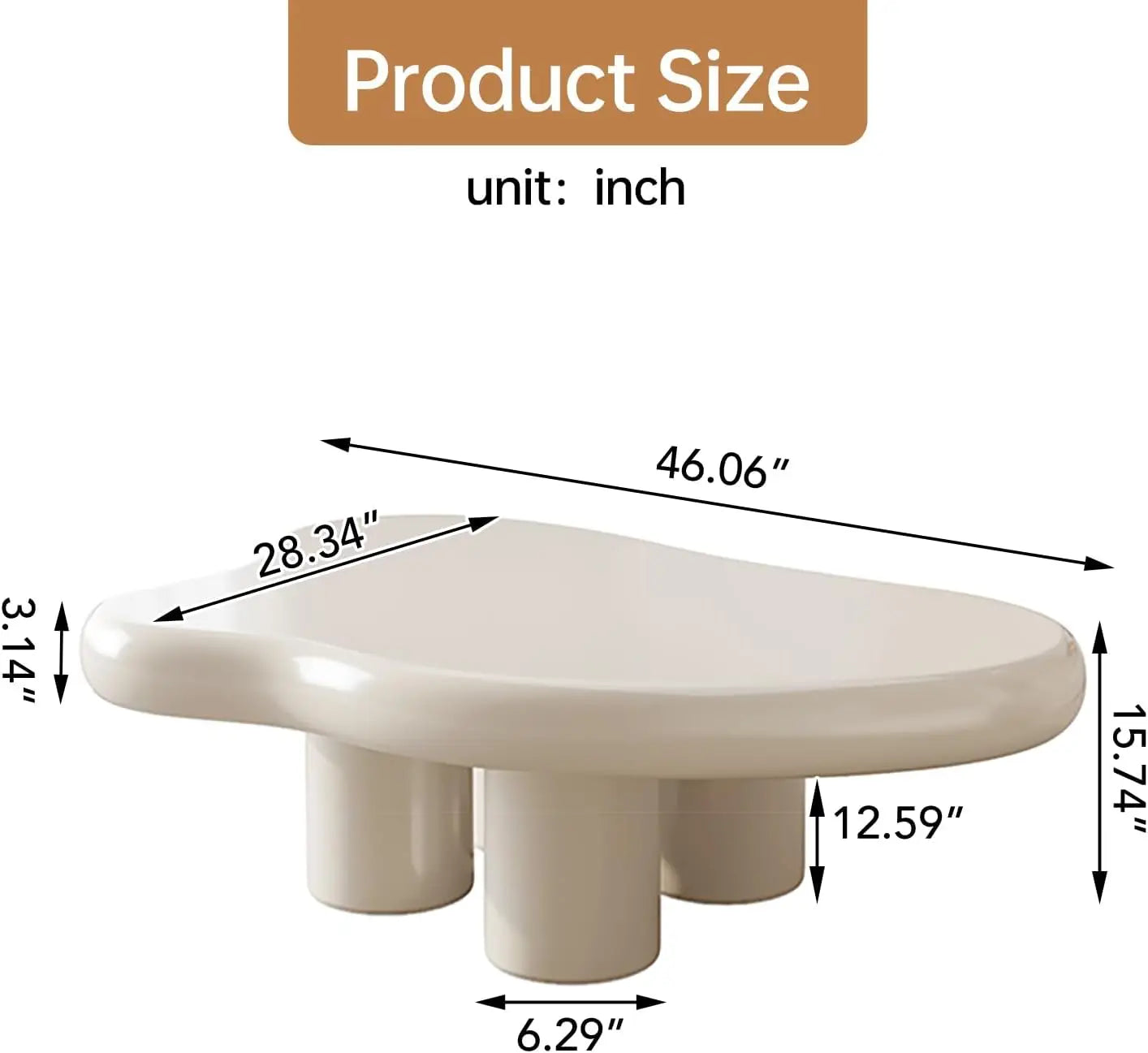 Cloud Coffee Table, Cute Coffee Table, Upgraded White Modern Tea Table, Irregular Indoor End Table for Living Room, small table