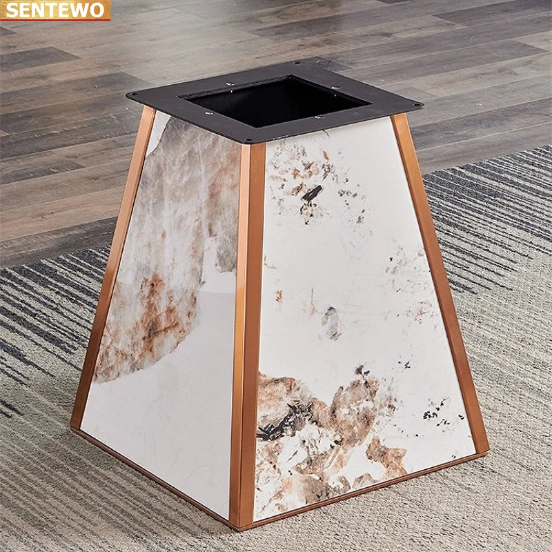 Designer Luxury round kitchen Marble Rock Slab dining table set 4 6 chairs mesa de jantar tablo marbre Stainless steel gold base