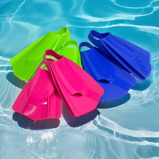Unisex Adult Powerfin Comfortable Silicone Short Blade Flippers Professional Swim Training Fins Left-Right Design with Open Heel