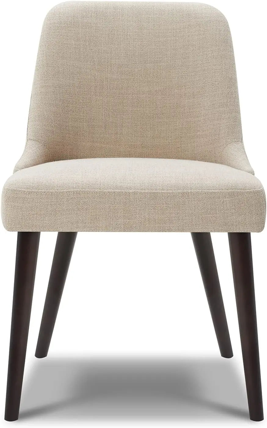 Mid-Century Modern Dining Chair, Upholstered Fabric Accent Chair for Dining Room, Set of 2, Flax Beige in Fabric