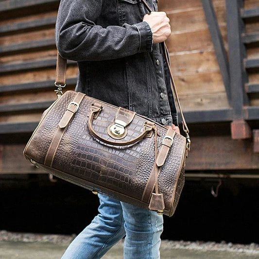 Newsbirds Leather Weekender Bag For Man Vintage Cow Travel Luggage bag leather crossbody shoulder travelling hand