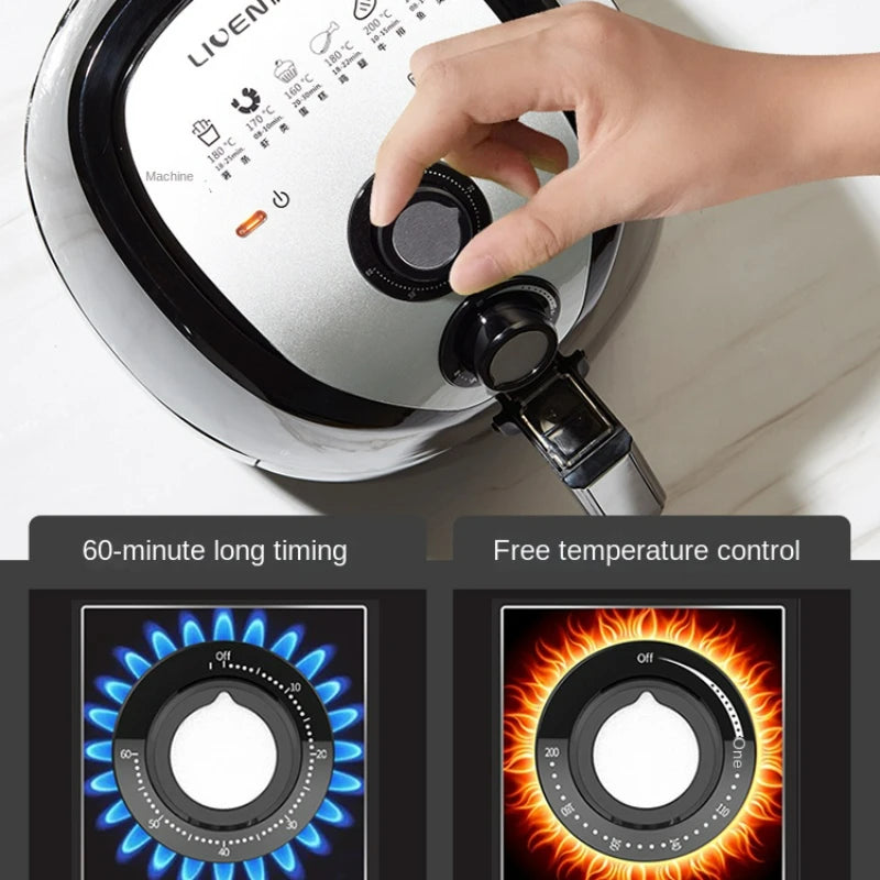 Knob Controlled Temperature Air Fryers Large Capacity Multi-functional Automatic Oil-free Electric Fryer French Fries Machine