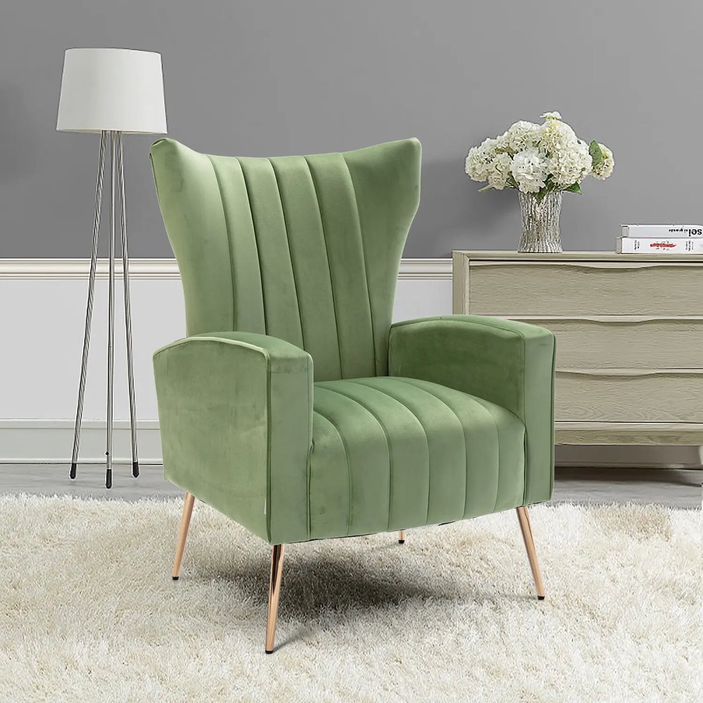 Hot Yellow Accent Chairs Modern Designer Furniture Tufted Wingback Chair Luxury Hotel Chair