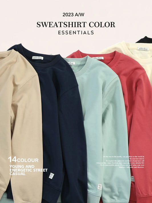 SIMWOOD 2024 Autumn New Men Casual Minimalist Sweatshirts Oversize O-Neck Basic Wardrobe Essentials Plus Size Pullover  SI980547