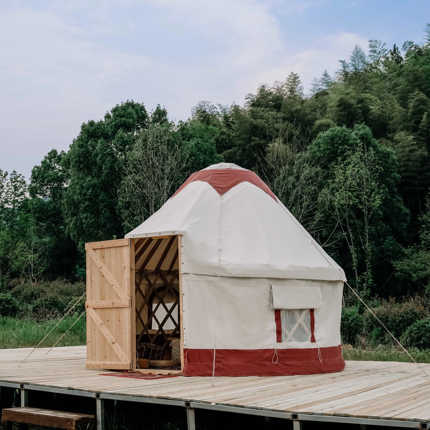 12ft 4 Season Yurt Home Luxury Mongolian Glamping Canvas Yurt Tent Outdoor Camping Bell Tents
