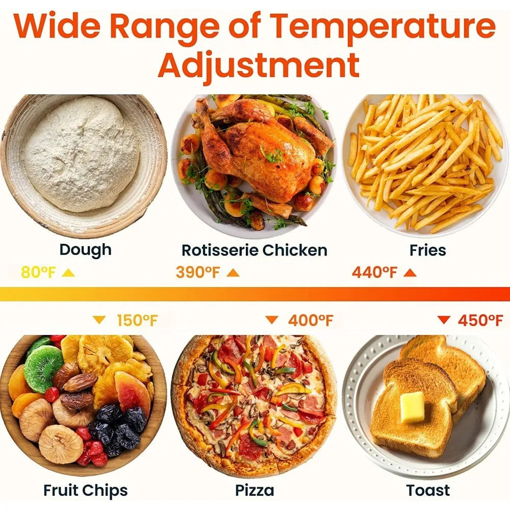 Toaster Oven Air Fryer Combo, 12-in-1 Air Fryer Oven with Rotisserie, 6 Slice Toast 12' Pizza, Double Layer