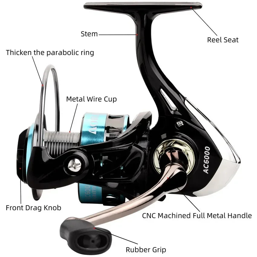Spinning Fishing Reel 1000-6000 Series Ultralight Max Drag 15kg Surfcasting Spinning Reel Saltwater Jigging Pesca Reels