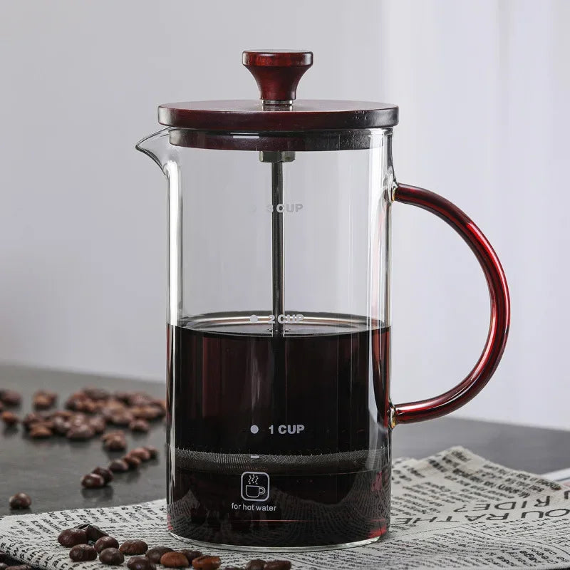 Coffee Maker French Press Thickening Glass Coffee Percolator Pot,Double Wall & Large Capacity Manual Cafetiere Coffee Containers